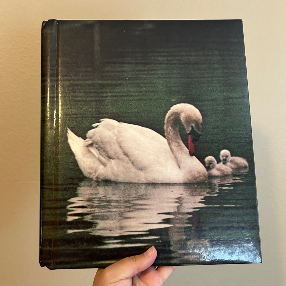 Vintage Swan Bird Babies Paper Photo Album 70s Keepsake Gifting Cottagecore